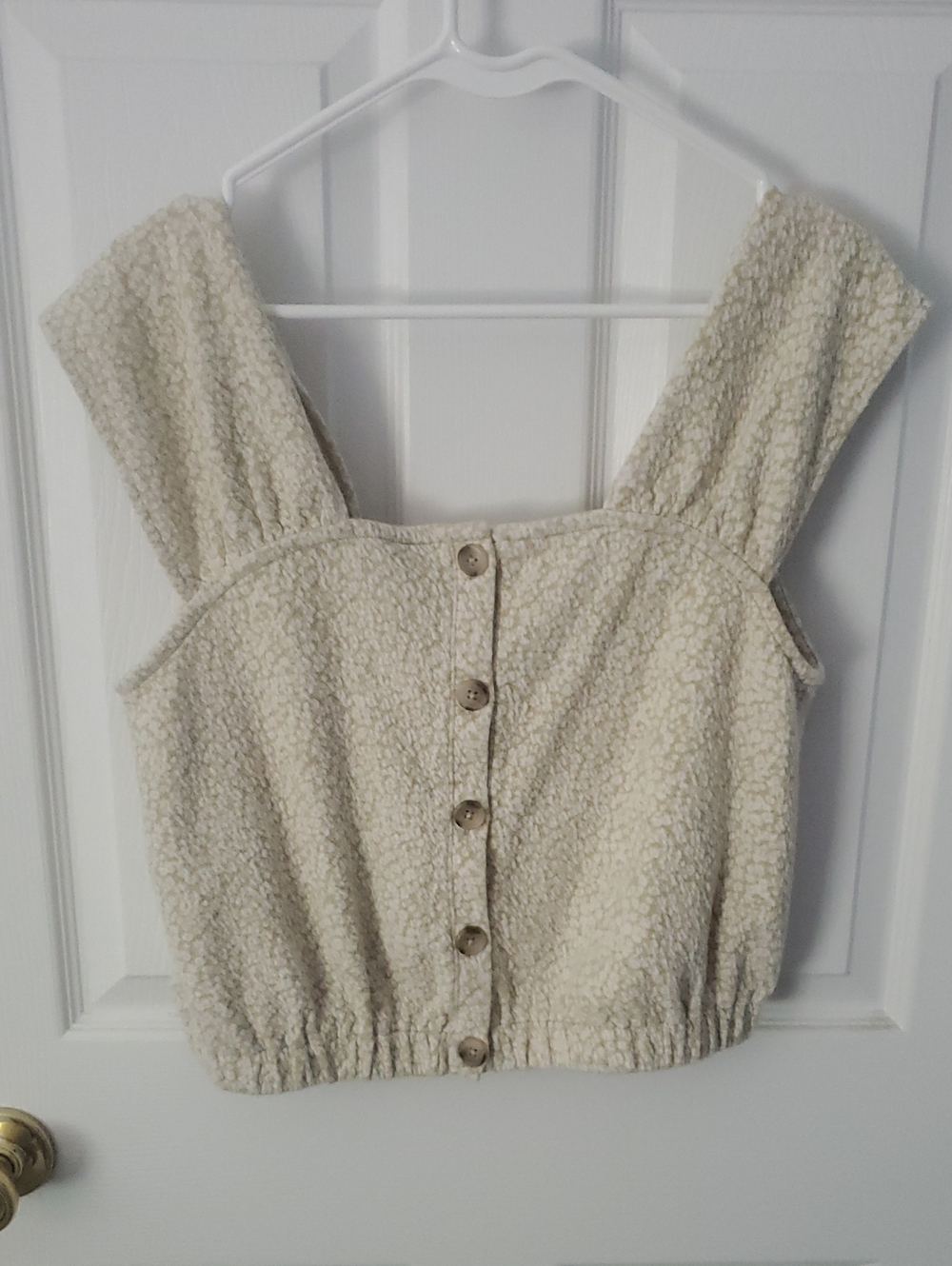 Madewell Cream Textured Button-Front Top (Slightly Cropped)